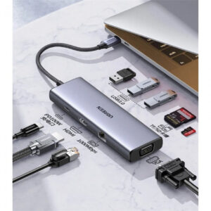 USB-C To 3*USB 3.0 A+HDMI+VGA+RJ45 Gigabit+SD/TF+PD Converter